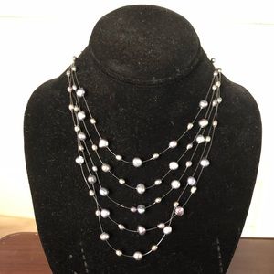 Dark grey water pearl necklace